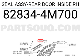 Nissan 828344M700 SEAL ASSY-REAR DOOR INSIDE,RH
