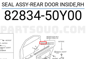 Nissan 8283450Y00 SEAL ASSY-REAR DOOR INSIDE,RH