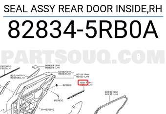Nissan 828345RB0A SEAL ASSY REAR DOOR INSIDE,RH