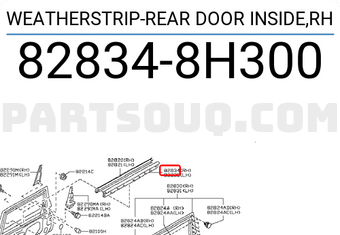 Nissan 828348H300 WEATHERSTRIP-REAR DOOR INSIDE,RH