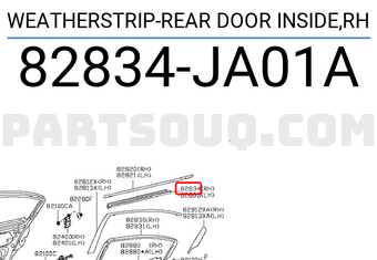 Nissan 82834JA01A WEATHERSTRIP-REAR DOOR INSIDE,RH