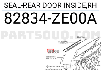 Nissan 82834ZE00A SEAL-REAR DOOR INSIDE,RH