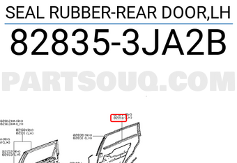 Nissan 828353JA2B SEAL RUBBER-REAR DOOR,LH