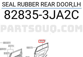 Nissan 828353JA2C SEAL RUBBER REAR DOOR,LH