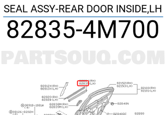 Nissan 828354M700 SEAL ASSY-REAR DOOR INSIDE,LH