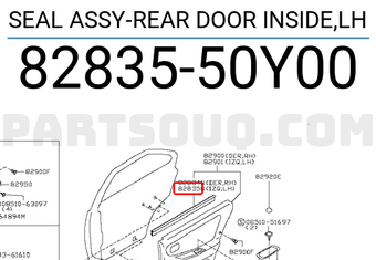 Nissan 8283550Y00 SEAL ASSY-REAR DOOR INSIDE,LH