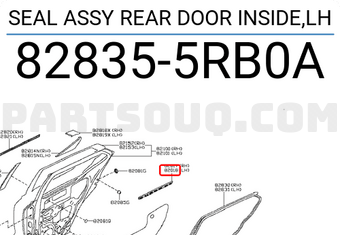 Nissan 828355RB0A SEAL ASSY REAR DOOR INSIDE,LH
