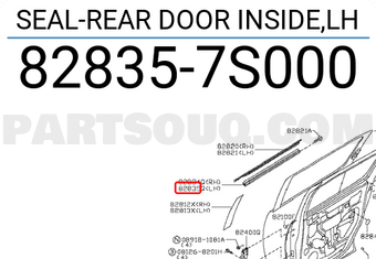 Nissan 828357S000 SEAL-REAR DOOR INSIDE,LH