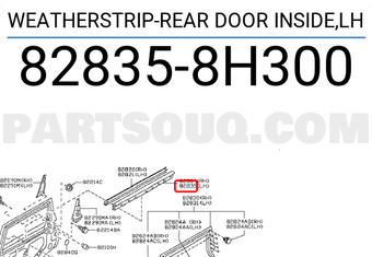 Nissan 828358H300 WEATHERSTRIP-REAR DOOR INSIDE,LH