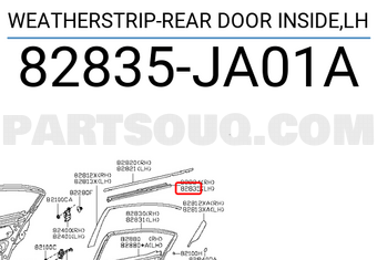 Nissan 82835JA01A WEATHERSTRIP-REAR DOOR INSIDE,LH
