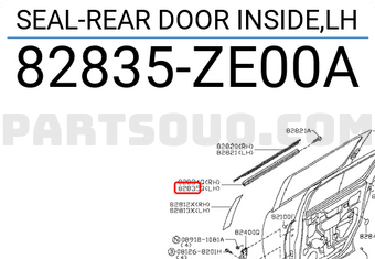 Nissan 82835ZE00A SEAL-REAR DOOR INSIDE,LH