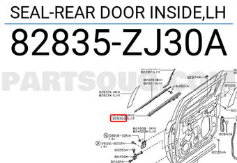 Nissan 82835ZJ30A SEAL-REAR DOOR INSIDE,LH