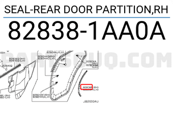 Nissan 828381AA0A SEAL-REAR DOOR PARTITION,RH