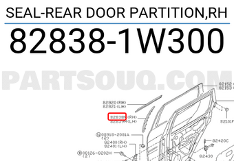 Nissan 828381W300 SEAL-REAR DOOR PARTITION,RH