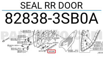 Nissan 828383SB0A SEAL RR DOOR
