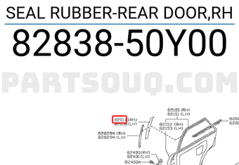 Nissan 8283850Y00 SEAL RUBBER-REAR DOOR,RH