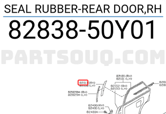Nissan 8283850Y01 SEAL RUBBER-REAR DOOR,RH