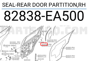Nissan 82838EA500 SEAL-REAR DOOR PARTITION,RH