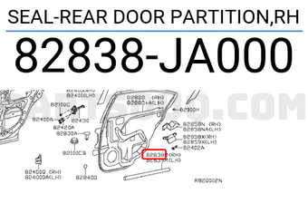 Nissan 82838JA000 SEAL-REAR DOOR PARTITION,RH