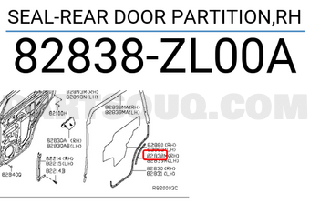 Nissan 82838ZL00A SEAL-REAR DOOR PARTITION,RH