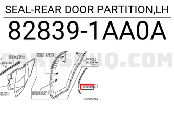 Nissan 828391AA0A SEAL-REAR DOOR PARTITION,LH