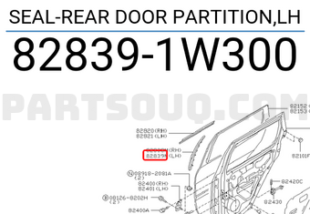 Nissan 828391W300 SEAL-REAR DOOR PARTITION,LH