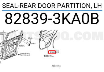 Nissan 828393KA0B SEAL-REAR DOOR PARTITION, LH
