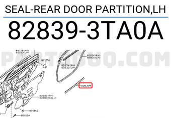 Nissan 828393TA0A SEAL-REAR DOOR PARTITION,LH