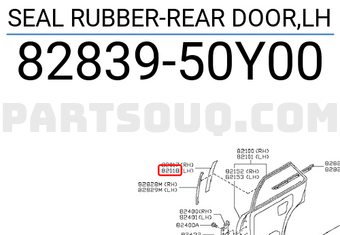 Nissan 8283950Y00 SEAL RUBBER-REAR DOOR,LH