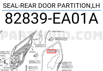 Nissan 82839EA01A SEAL-REAR DOOR PARTITION,LH