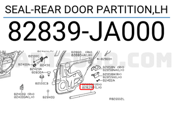 Nissan 82839JA000 SEAL-REAR DOOR PARTITION,LH