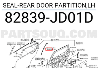 Nissan 82839JD01D SEAL-REAR DOOR PARTITION,LH