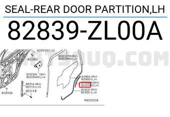 Nissan 82839ZL00A SEAL-REAR DOOR PARTITION,LH