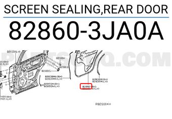 Nissan 828603JA0A SCREEN SEALING,REAR DOOR