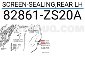 Nissan 82861ZS20A SCREEN-SEALING,REAR LH