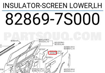 Nissan 828697S000 INSULATOR-SCREEN LOWER,LH