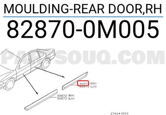 Nissan 828700M005 MOULDING-REAR DOOR,RH