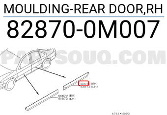 Nissan 828700M007 MOULDING-REAR DOOR,RH