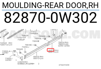 Nissan 828700W302 MOULDING-REAR DOOR,RH