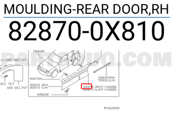 Nissan 828700X810 MOULDING-REAR DOOR,RH