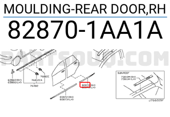 Nissan 828701AA1A MOULDING-REAR DOOR,RH