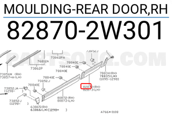 Nissan 828702W301 MOULDING-REAR DOOR,RH