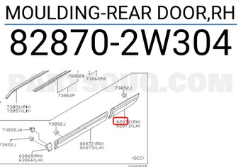 Nissan 828702W304 MOULDING-REAR DOOR,RH