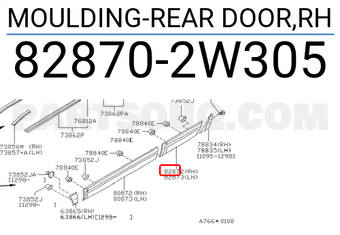 Nissan 828702W305 MOULDING-REAR DOOR,RH