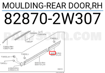 Nissan 828702W307 MOULDING-REAR DOOR,RH