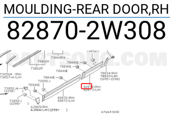 Nissan 828702W308 MOULDING-REAR DOOR,RH