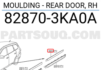 Nissan 828703KA0A MOULDING - REAR DOOR, RH