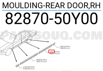 Nissan 8287050Y00 MOULDING-REAR DOOR,RH