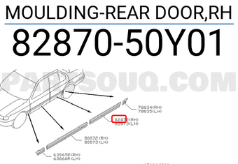 Nissan 8287050Y01 MOULDING-REAR DOOR,RH
