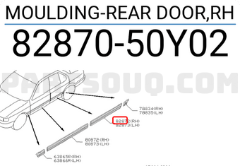Nissan 8287050Y02 MOULDING-REAR DOOR,RH